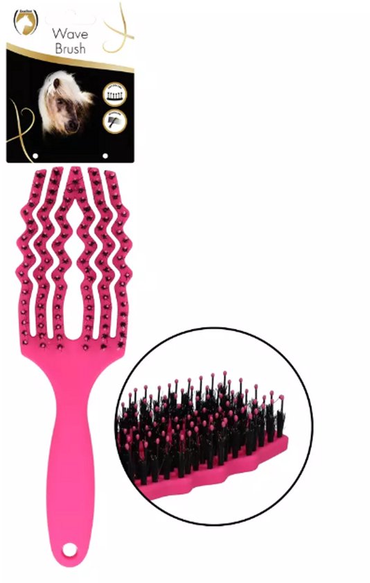 Hofman Animal Care Paardenborstel - Paardenverzorging - Staart- en Manenborstel met Flexibele Soft-top Pinnen - Paardenkam met Varkenshaar - Roze Hofman Animal Care Paardenborstel - Paardenverzorging - Staart- en Manenborstel met Flexibele Soft-top Pinnen - Paardenkam met Varkenshaar - Roze
