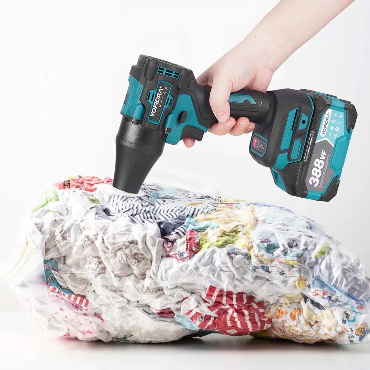 Stofzuiger - Bladblazer Met Accu - Blazer - Sneeuwblazer - Kruimeldief Snoer - 2 In 1 - Auto Blazen en Zuigen - 2x 388vf Accu's -Borstelloos – foto 8