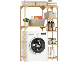 Homcom Over Washing Machine Rack-Bamboe-100L x 40B x 157H cm-Natuurhout
