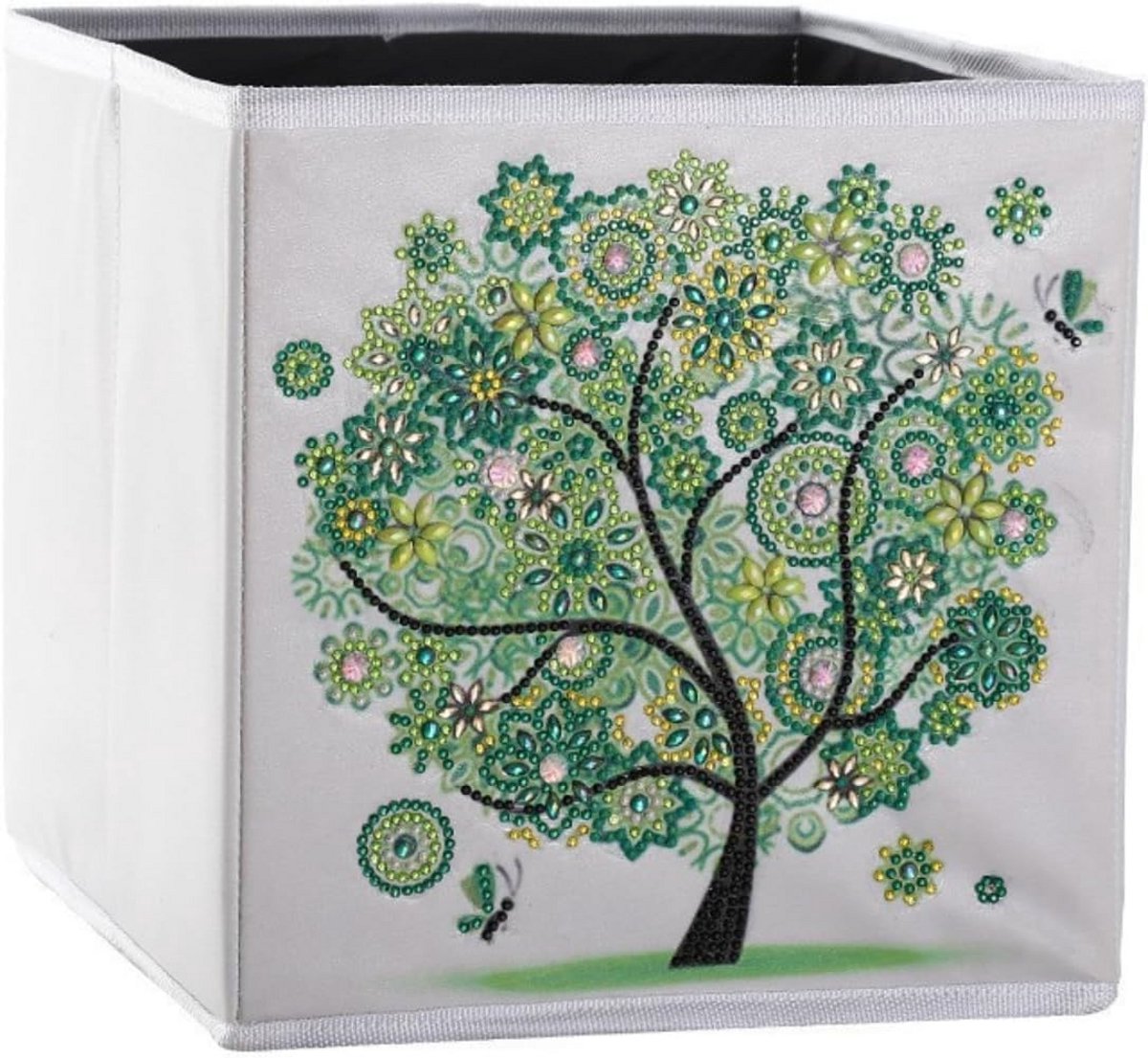 Opvouwbare opbergmand PU-leer met diamantmotief 22,8 cm
