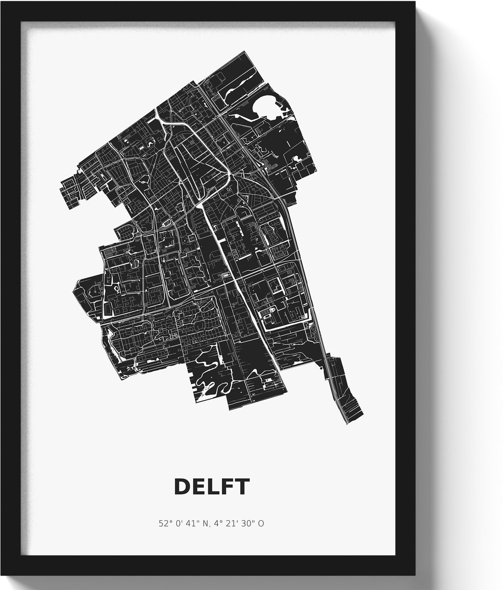 Poster Delft A3 - 30 x 42 cm - Zwart/Wit (Exclusief Lijst)