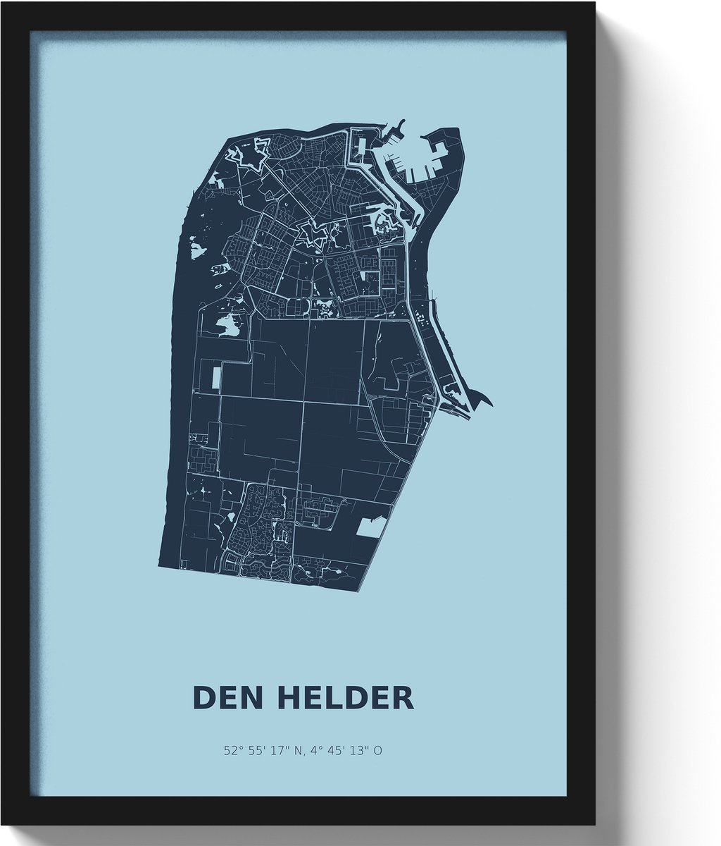 Poster Den Helder A3 - 30 x 42 cm - Blauw (Exclusief Lijst)