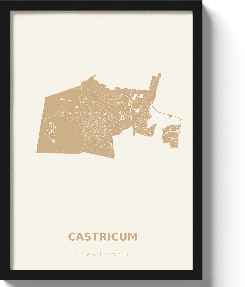 Poster Castricum A3 - 30 x 42 cm - Beige (Exclusief Lijst)