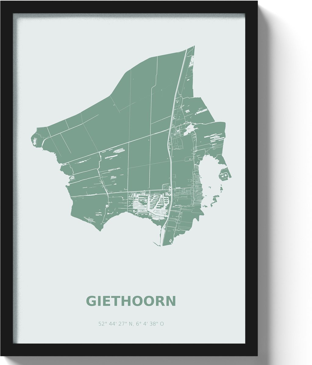 Poster Giethoorn A3 - 30 x 42 cm - Groen (Exclusief Lijst)