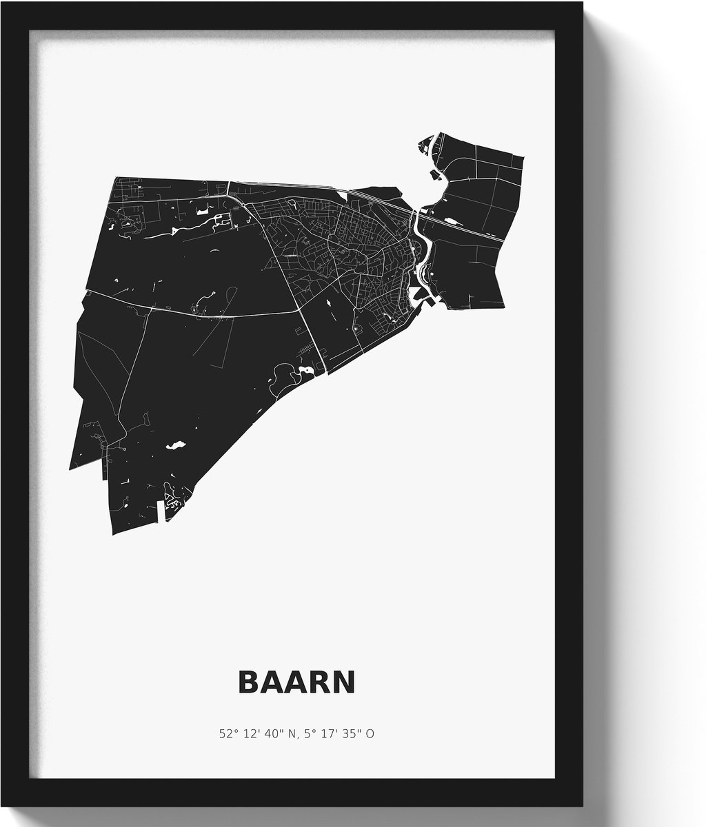 Poster Baarn A3 - 30 x 42 cm - Zwart/Wit (Exclusief Lijst)