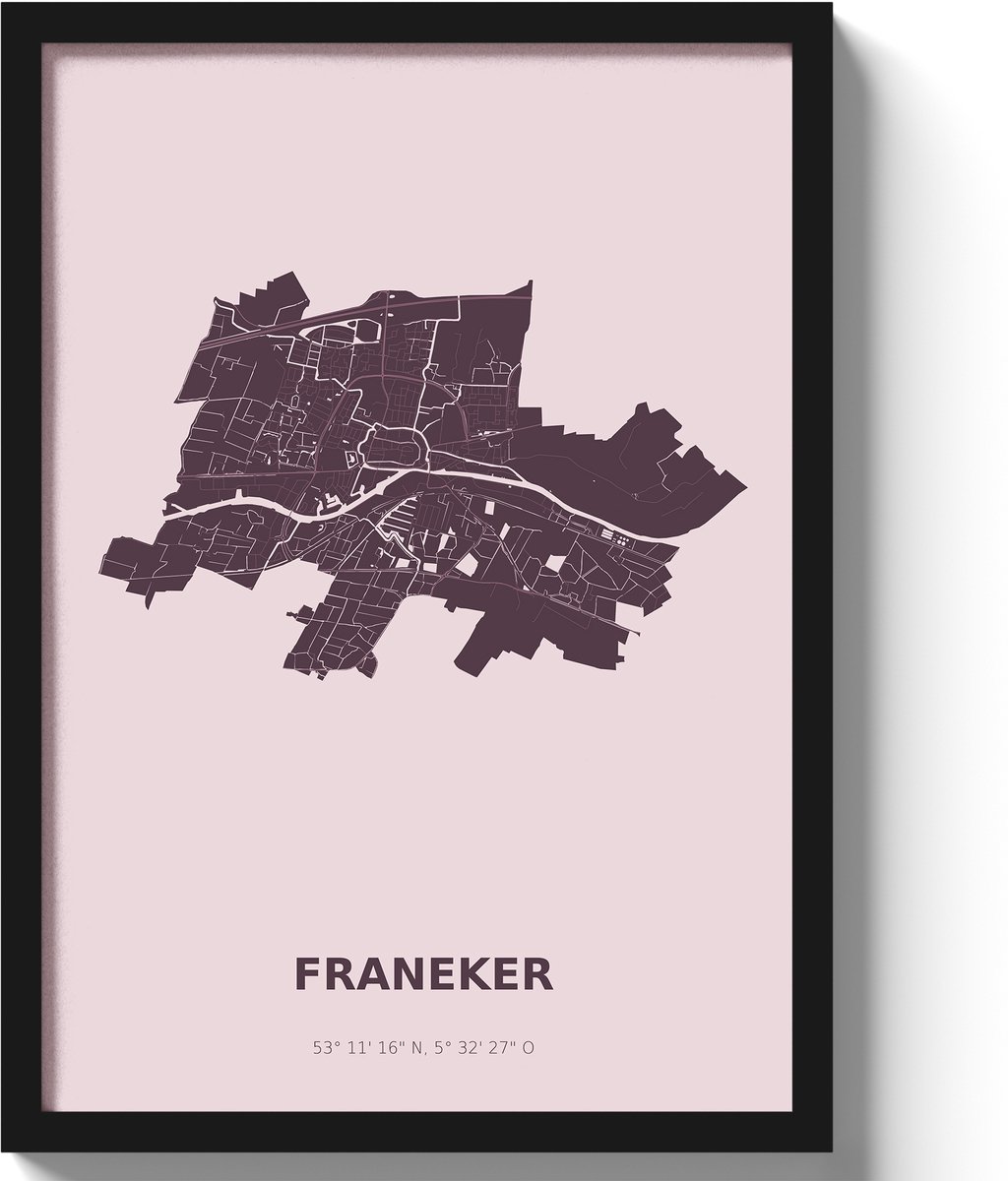Poster Franeker A3 - 30 x 42 cm - Paars (Exclusief Lijst)