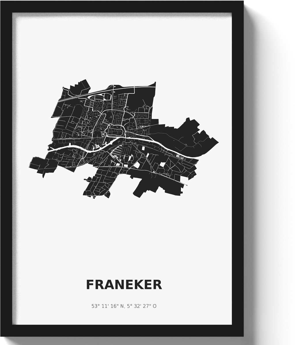Poster Franeker A3 - 30 x 42 cm - Zwart/Wit (Exclusief Lijst)