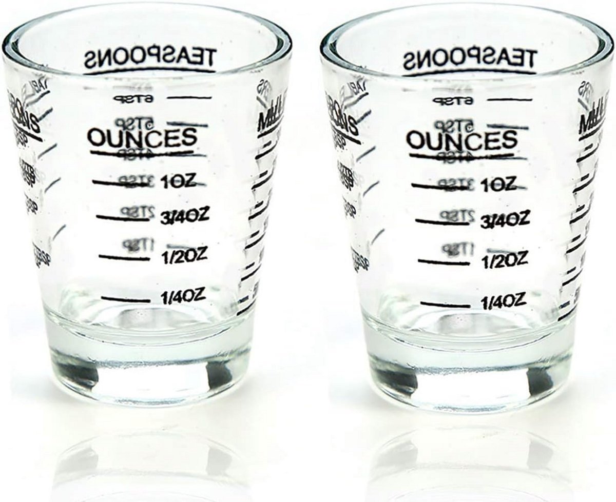 Ronde Glas Shot Meetbeker - Zware Glas, 1 Oz, 45 Ml, 30 Ml - 2 Pack