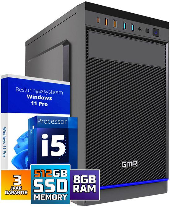 Intel Ultra Compleet Desktop PC | Intel Core i5 | 8 GB RAM | 512GB SSD M.2 | Windows 11 Pro | Business Office Multimedia Computer