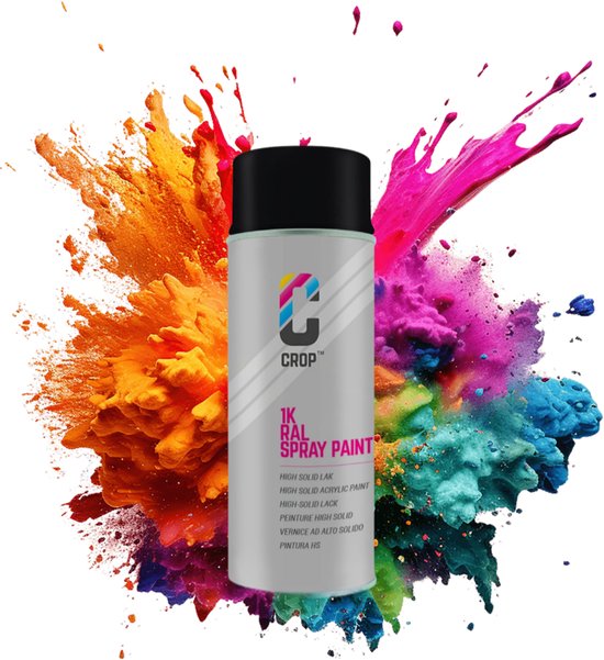 Bombe aérosol CROP RAL 9005 Noir de jais - Semi-brillant - 400 ml - Peinture en aérosol Zwart - 100 % grand teint - Séchage rapide - Intérieur et extérieur - RAL9005
