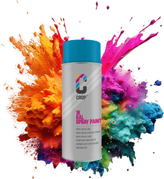 Bombe aérosol CROP RAL 5012 Bleu clair - Semi-brillant - 400 ml - Peinture aérosol Blauw - 100 % grand teint - Séchage rapide - Intérieur et extérieur - RAL5012
