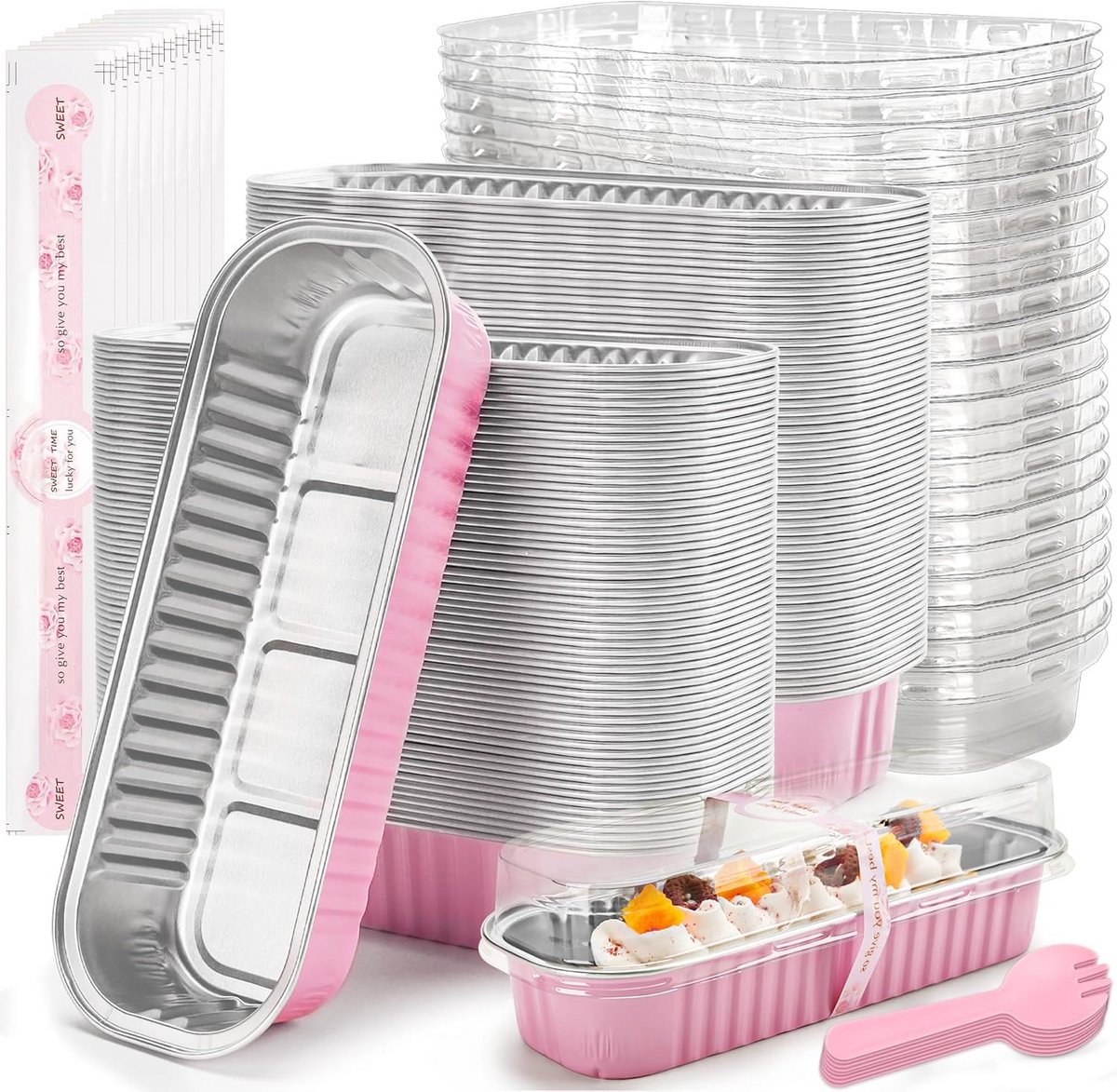 Set van 100 Mini-Broodpannen met Deksels in Roze