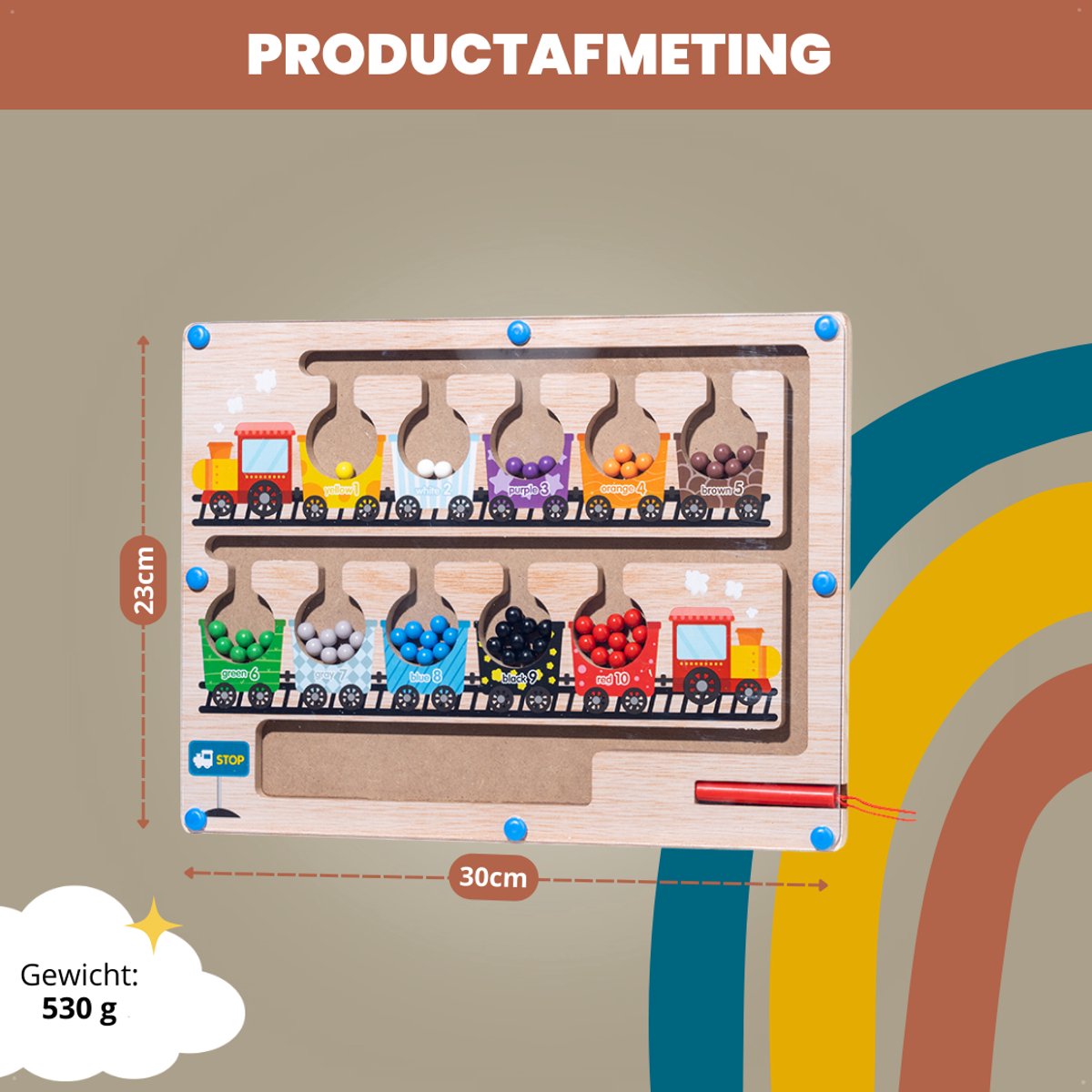 Youly® Magnetisch Doolhof Houten Speelgoed – Educatief Montessori Speelgoed voor Kinderen vanaf 3 jaar - Trein Editie — afbeelding 5