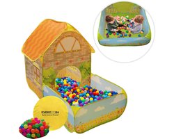 EverGoods Speeltent Kinderen – Speelhuis met 100 Ballen & Kruiptunnel – Pop up Tent – Binnen & Buiten – Opvouwbaar – Incl. Draagtas & Ballenzak