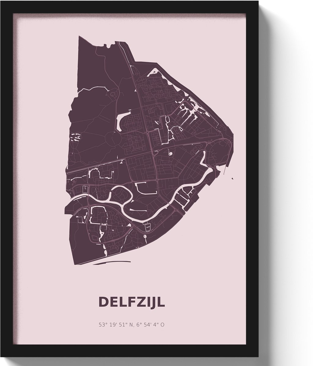 Poster Delfzijl A2 - 42 x 59,4 cm - Paars (Exclusief Lijst)