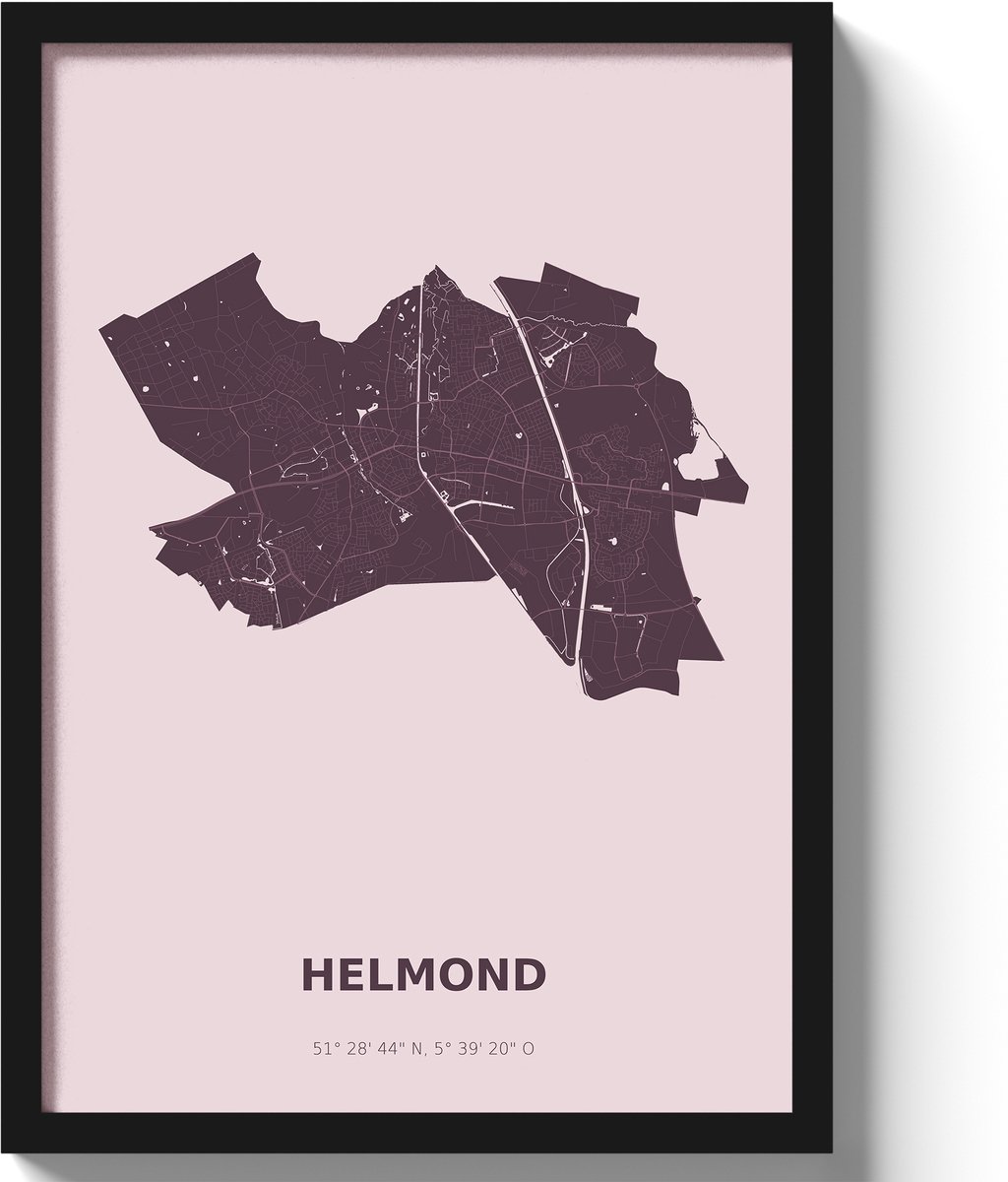 Poster Helmond A3 - 30 x 42 cm - Paars (Exclusief Lijst)