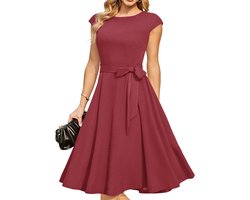 Elegante A-lijn Cocktailjurk voor Dames met Korte Mouwen – Feestjurk voor Bruiloft & Galafeest