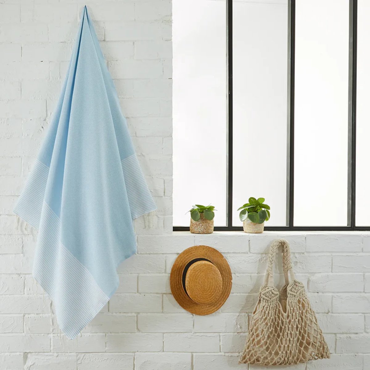 Fouta Hamamdoek By Foutas Honeycomb Hemelsblauw 100 x 200 cm