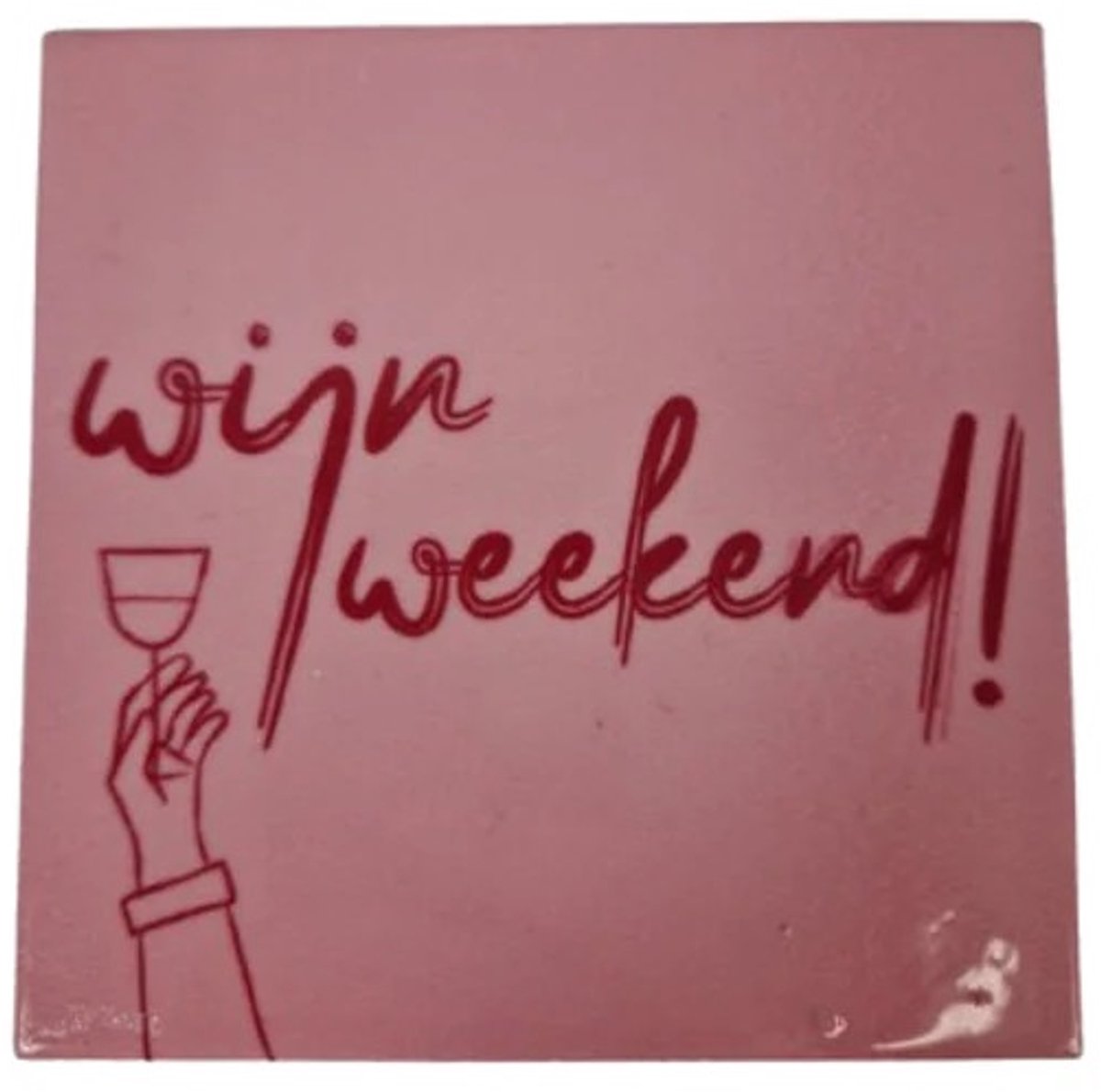 Tegeltje - Wijn Weekend - steen - 10x10 cm.