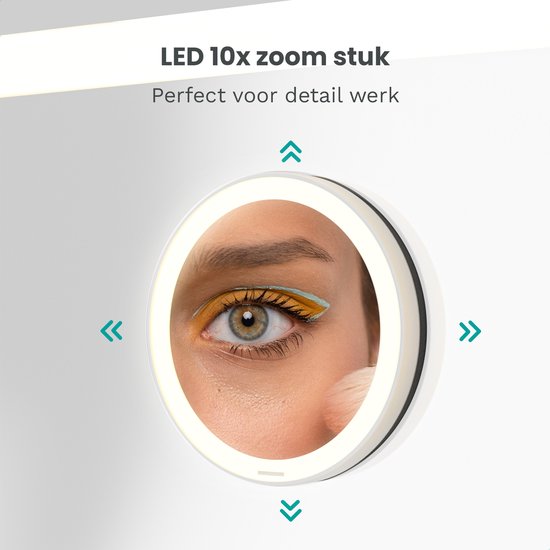 Mirlux Hollywood Spiegel 80x60CM - 2 Bluetooth Speakers - USB & USB-C Oplaadpoorten - LED Verlichting - Make Up Spiegels - 10x Zoom - Zwart