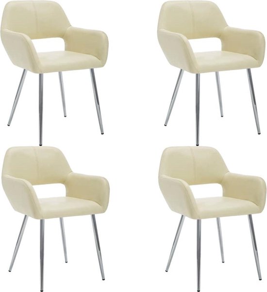 Eetkamerstoelen Creme Beige set van 4 STUKS Kunstleer / Eetkamer stoelen /  Extra... | bol.com