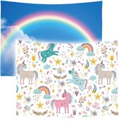 Ulticool - Tapisserie - Décoration Chambre d'enfant Unicorn Licorne - 73 cm x 95 cm - Tissu Tapisserie Peinture - Poster Art - Wit Rose Blauw