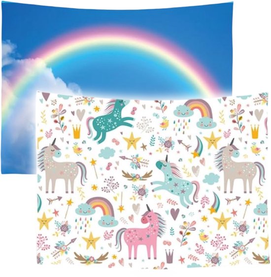 Wereldkaart Zwart - Regenboog - Wandkleed - 200x150 cm