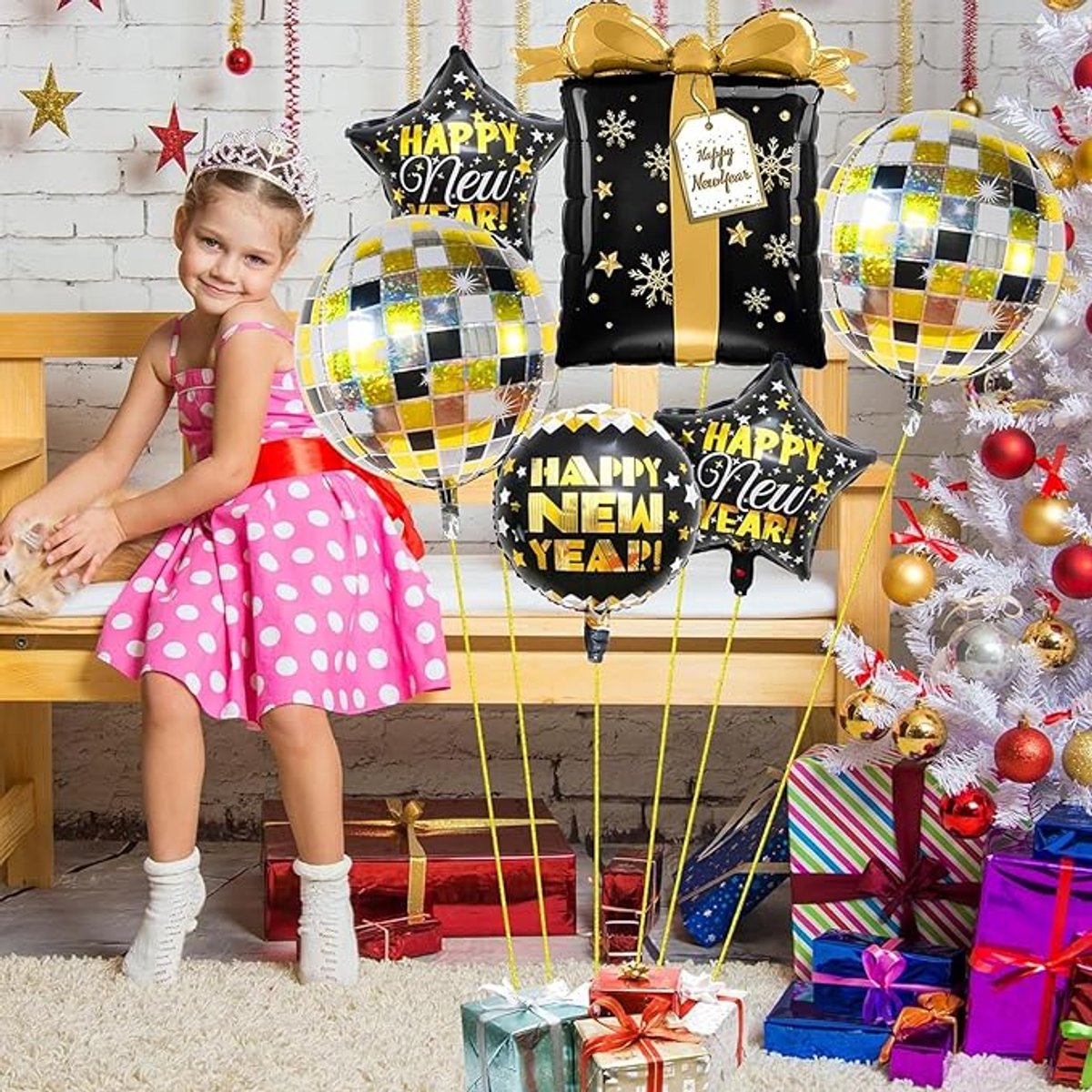 Ballonnen Happy New Year - 8 st - 30cm - Zorg voor Party online