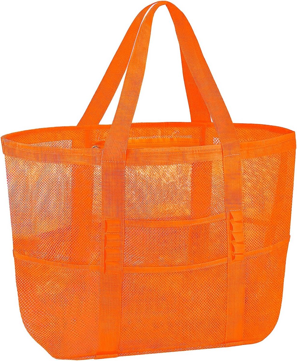 Ruime zwembadtas strandtas polyester waterdicht licht groot zwart roze oranje