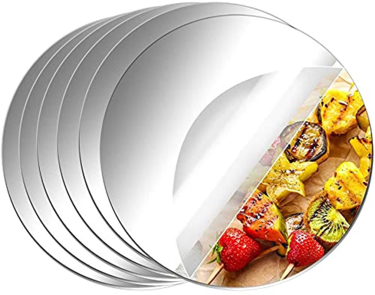 longziming -Ronde Wandspiegel 30 cm - Zelfklevend Randloos Spiegel met Sterk Kleefpad - Uitzonderlijk Helder Loodvrij Glas - Ideaal voor Slaapkamer/Badkamer/Woonkamer - 5stuks