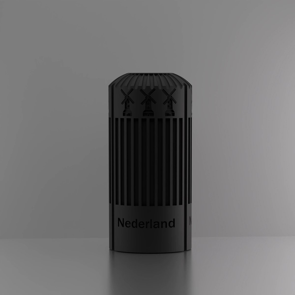 3d-gezellig Napels met molen + tekst Nederland - Vaas - Waterdicht - Zwart - Maat 25 cm - Kunststof - Modern - Bloemenvaas - 100% gerecycled PLA (bioplastic)