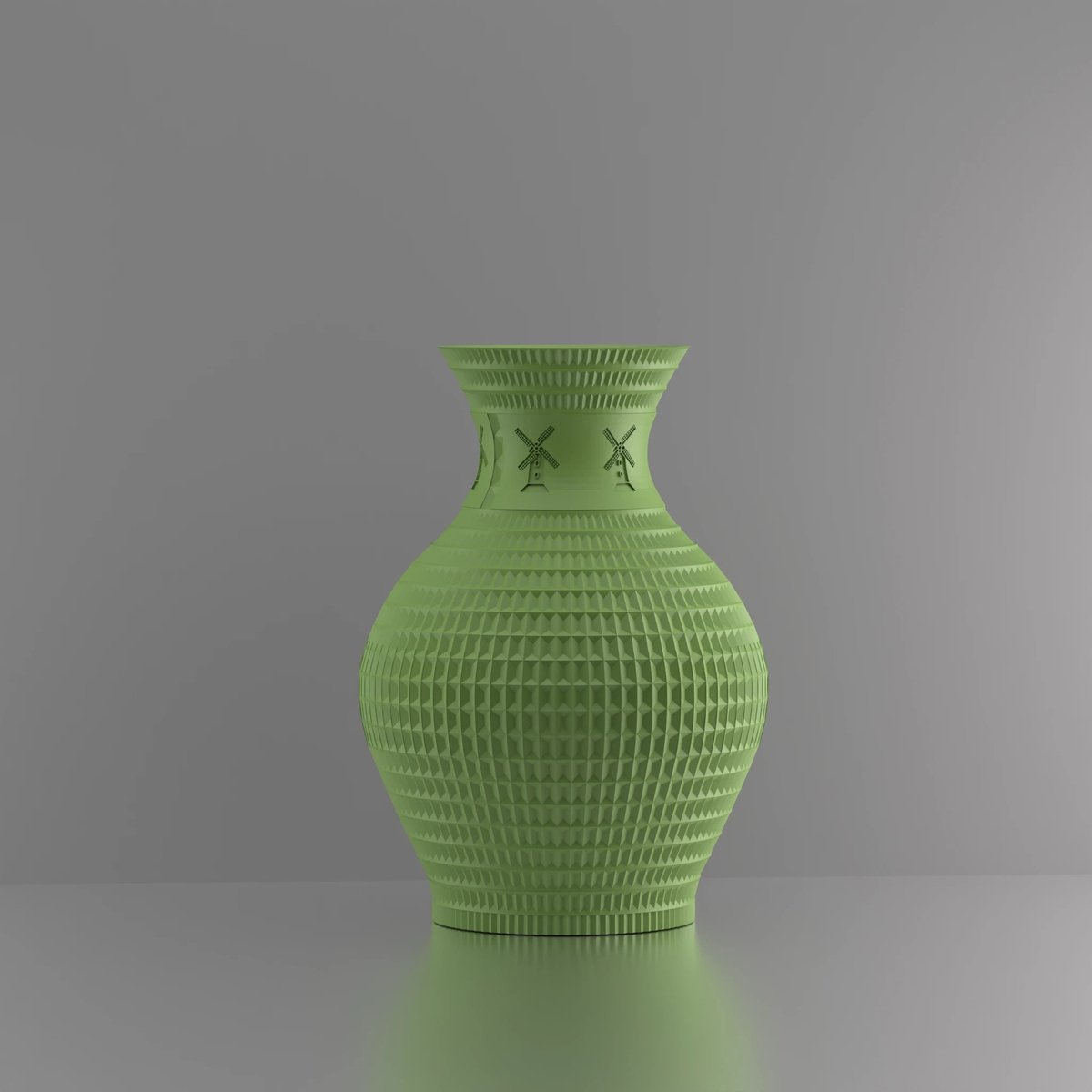 3d-gezellig Athene met molen - Vaas - Lichtgroen - Maat 25 cm - 100% gerecycled PLA (bioplastic)