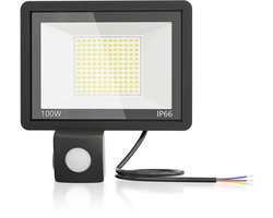 Aufun LED Buitenspot 100W - Koudwit- Met Bewegingsmelder - Schijnwerper voor Tuin Garage Binnenplaatsen