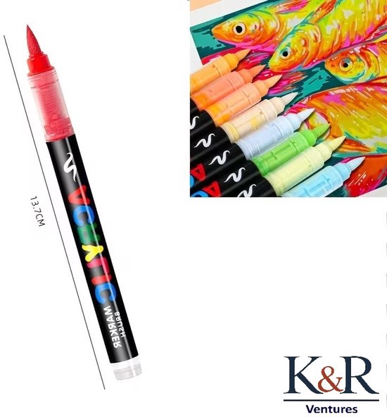 KERIFI Acrylstift, zwart, wit, voor stenen, beschilderen, hout