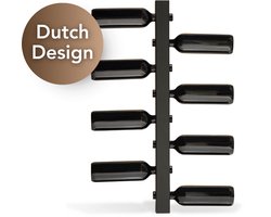 Steelful Wijnrek - Wijnrek Muur - Industrieel Wijnrek - Wijnfleshouder - Wijnhouder Wand - Metaal - Voor 8 Flessen - Zwart - Relatiegeschenk