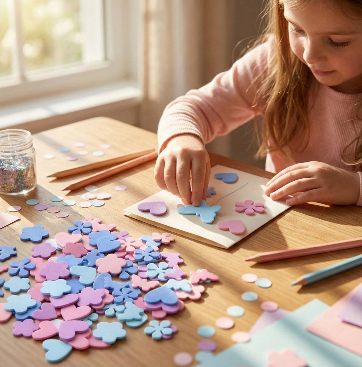Foam Stickers Hartjes, Bloemen & Vlinders – 100 Stickers - Knutselen Meisje — afbeelding 4