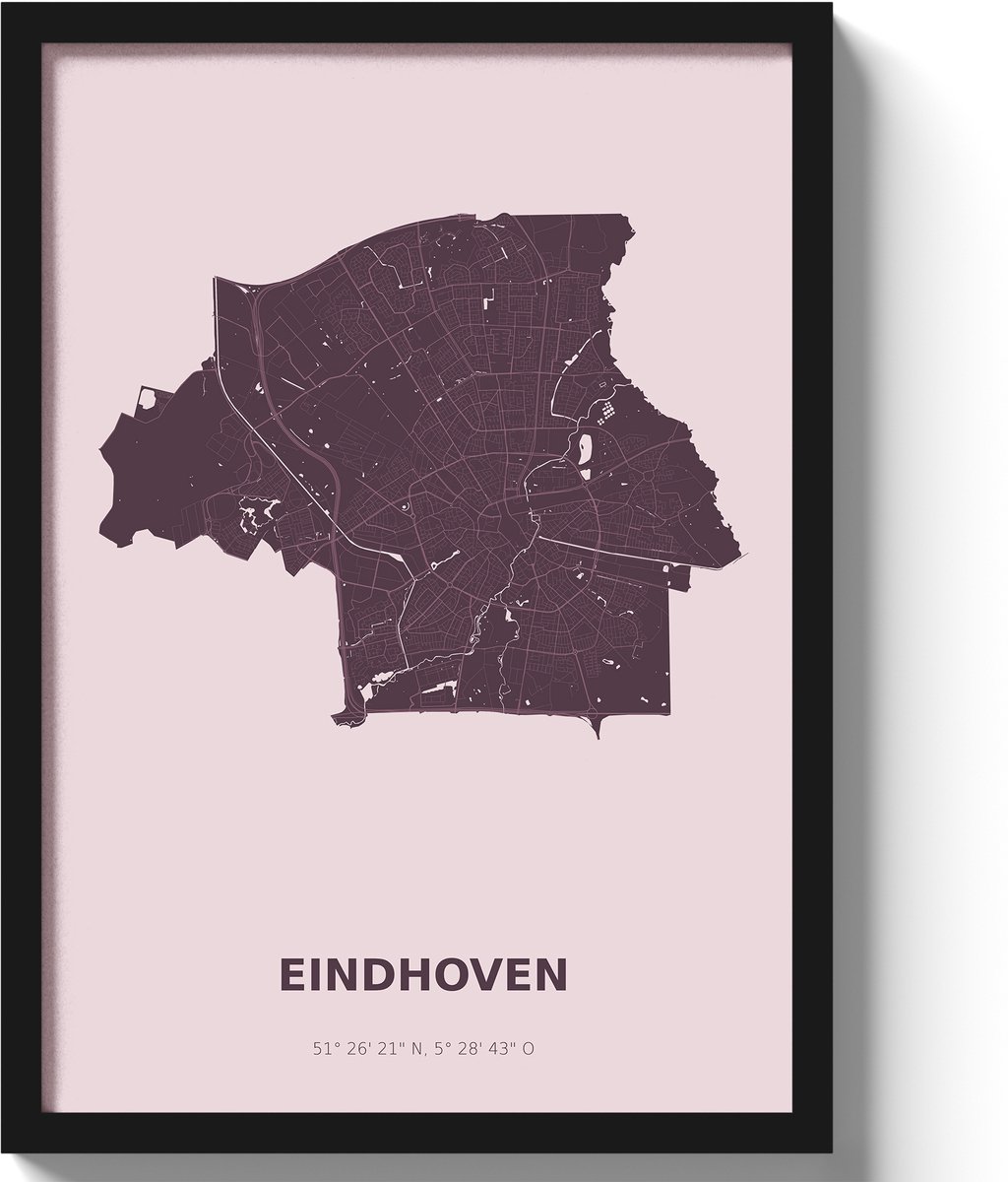 Poster Eindhoven A2 - 42 x 59,4 cm - Paars (Exclusief Lijst)
