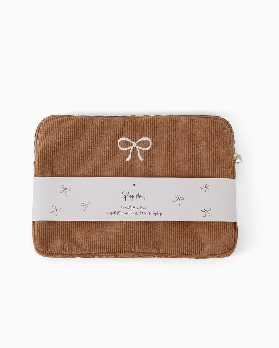 Laptop hoes Rib Caramel | Laptophoes Strik | Laptop sleeve Camel 14 inch | Stationery & Gift