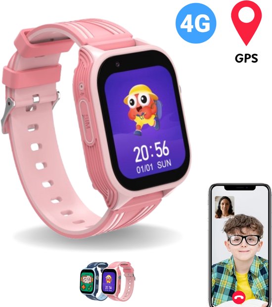 WB Goods Kinder Smartwatch - GPS Horloge Kind - Smartwatch Kinderen - Kinder GPS Tracker - 4G & SMS - Roze - Met Nederlandse Taal