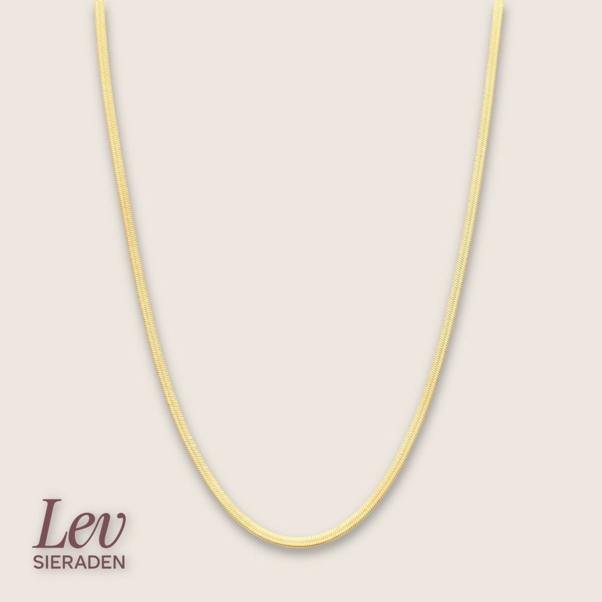 Lev Sieraden - Goud Kleurige Omega Collier - 40 - 5cm Lengte - 3mm Dikte - Ion plated - Edelstaal - Glanzend - Duurzaam - Hypoallergeen - Edelstaal Ketting