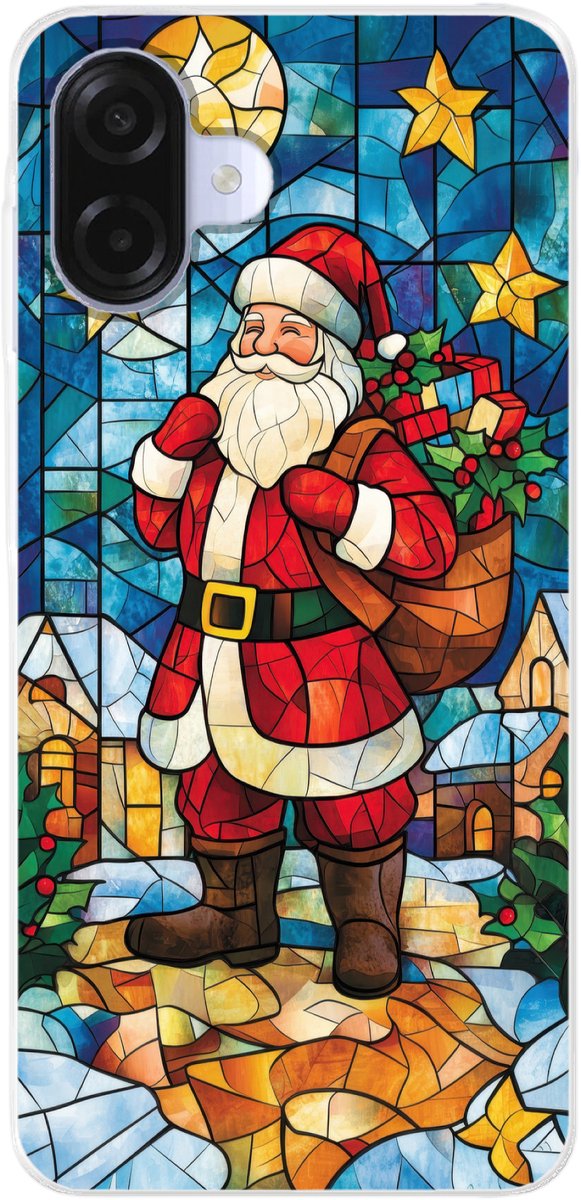 Telefoonhoesje Geschikt voor Samsung Galaxy A07 hoesje - Kerstman - Glas - Kleurrijk - Siliconen Telefoonhoesje Telefoonhoesje