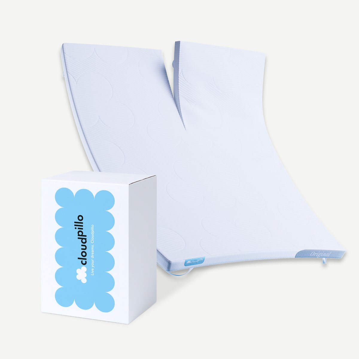 Cloudpillo Original Split Topper 180x210 - Afstelbaar - 4-Seizoenen - Voorzien van Elastieken - Matras topper