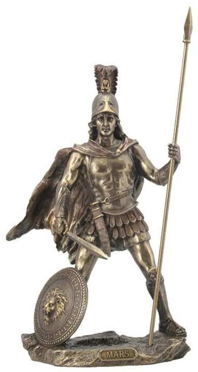 Veronese Design Beeld/Figuur - Mars Romeinse Oorlogsgod - (hxbxd) ca. 33cm x 18cm x 10cm - Beeldhouwwerk - Bronslook, handbeschilderd