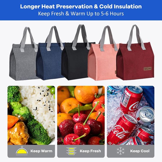 MTTProducts - Cooler Bag - Insulated lunch bag - Perfect voor school en kantoor - Grijs - Waterproof - Ideaal voor picknicks - Compact formaat van Mttproducts — afbeelding 2