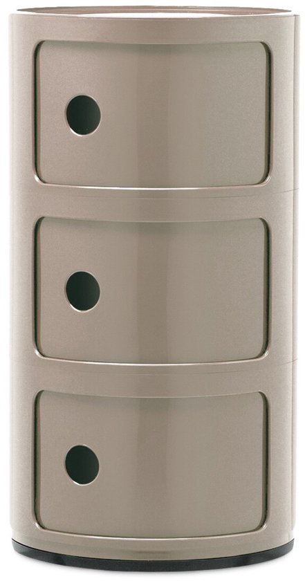Kartell Componibili Cabinet Table de Chevet Grande (3 Comp.) Ø32 Gris Tourterelle