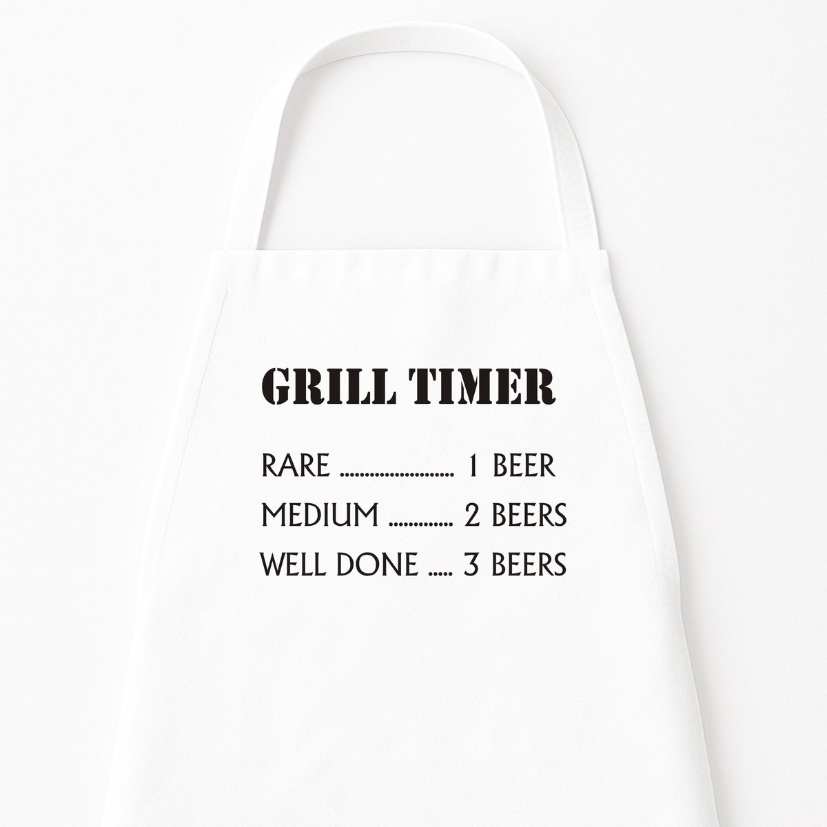 BBQ Keukenschort "Grill Timer" | Grappig Kerstcadeau & Sinterklaas | Wit
