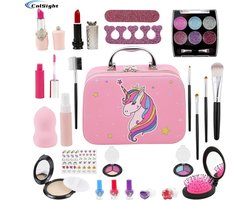 Meisjes Make-up Set-Make up Koffer Meisjes-wasbare make-up kinder make-up set meisjes speelgoed-Lipgloss-Oogschaduw-Blush- Lipstick-Make up Doos Meisjes- kinder speelkoffer - Make-up Koffer voor Kinderen - Wasbaar & Veilig - 25-delige Set