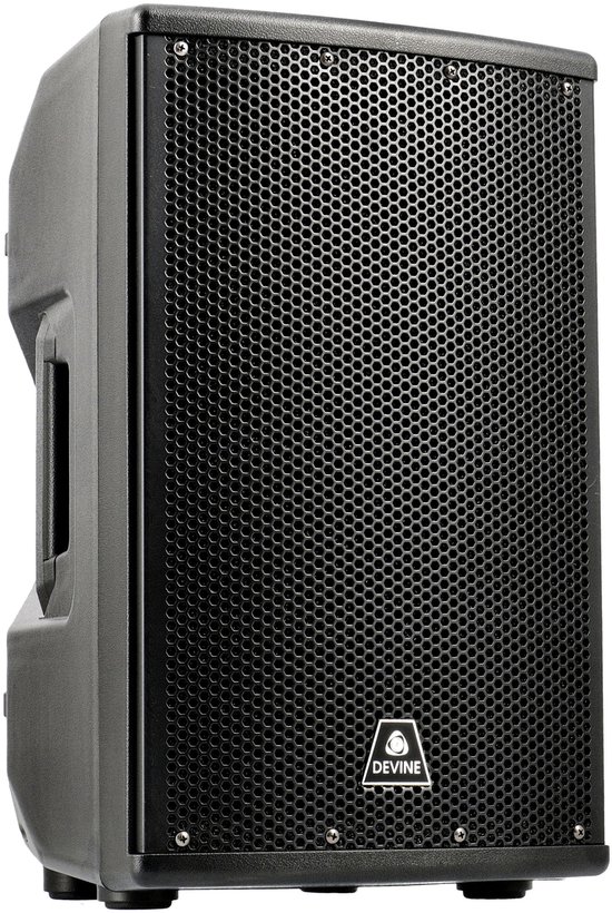 Zwarte Devine Axeo 10 speaker met grote metalen grille en Devine logo.