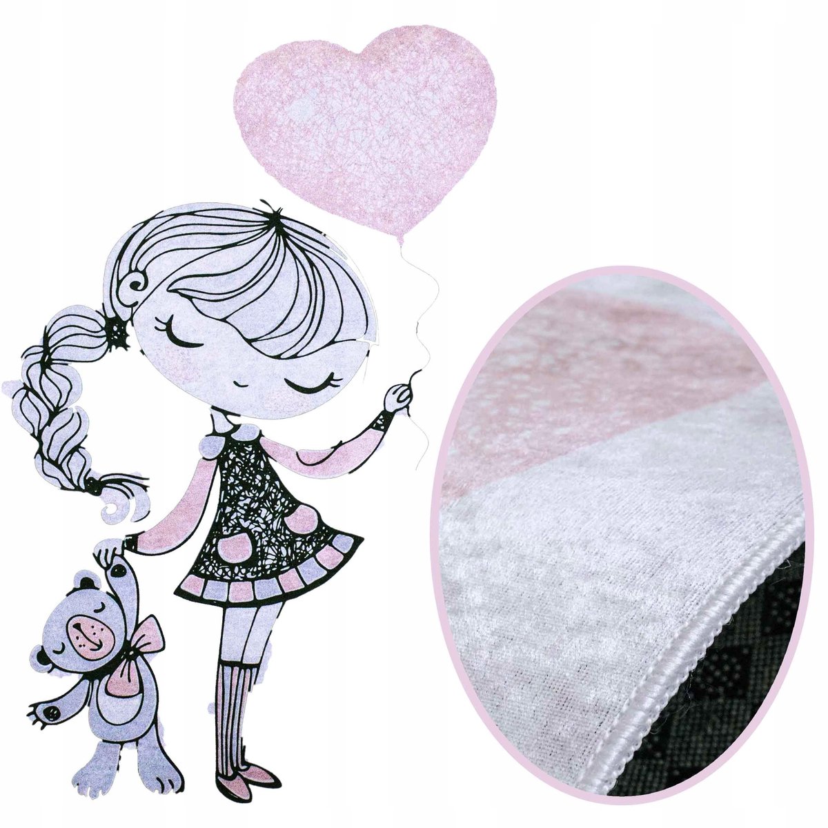 Antislip Kinderkamer Tapijt Balletdansers 120x170 cm Wasbaar