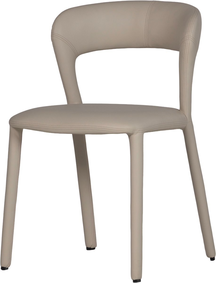 WOOOD Noble Eetkamerstoel - Leerlook - Beige - 76x51x56